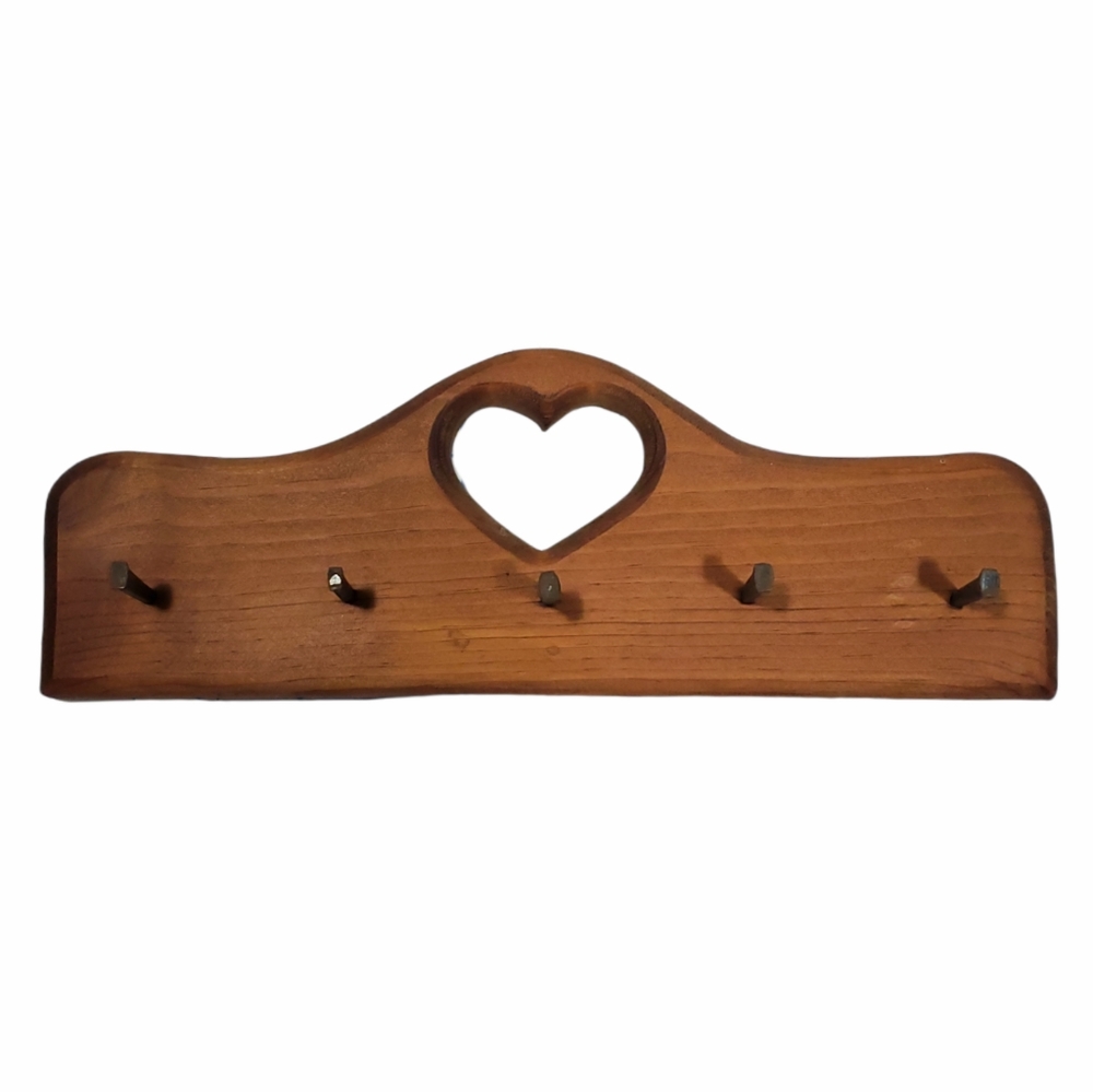 Rustic Key holder Heart wooden accessory holder